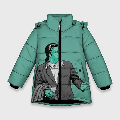 Зимняя куртка для девочки Недоумевающий Винсент / 3D-Черный – фото 1