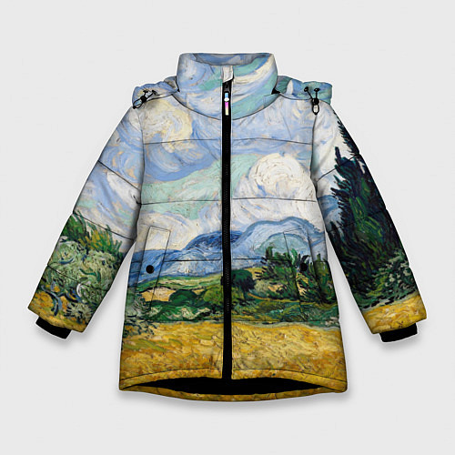 Зимняя куртка для девочки Ван Гог Картина / 3D-Черный – фото 1
