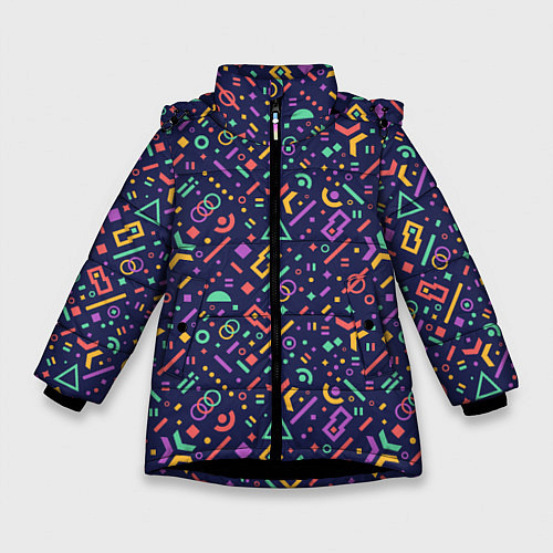 Зимняя куртка для девочки Геометрия / 3D-Черный – фото 1
