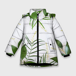 Куртка зимняя для девочки Растительность, цвет: 3D-черный