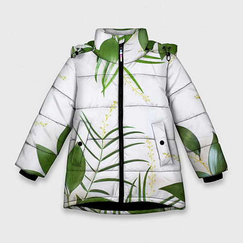 Зимняя куртка для девочки Растительность / 3D-Черный – фото 1