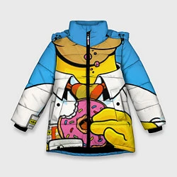 Куртка зимняя для девочки Homer with donut, цвет: 3D-черный