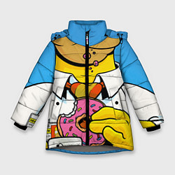 Куртка зимняя для девочки Homer with donut, цвет: 3D-светло-серый