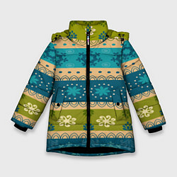 Куртка зимняя для девочки Индийский узор, цвет: 3D-черный