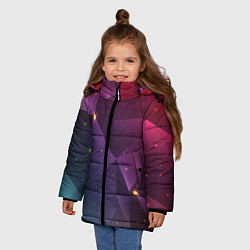 Куртка зимняя для девочки Colorful triangles, цвет: 3D-черный — фото 2