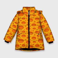 Куртка зимняя для девочки Сыр, цвет: 3D-черный