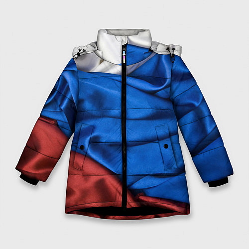 Зимняя куртка для девочки Российский Триколор / 3D-Черный – фото 1