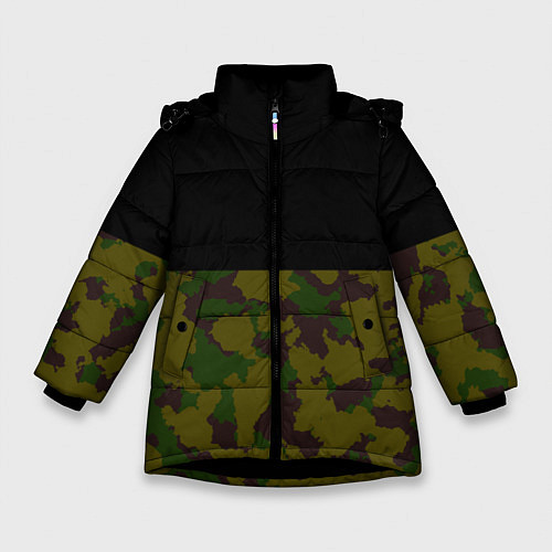Зимняя куртка для девочки Лесной Камуфляж 1 / 3D-Черный – фото 1
