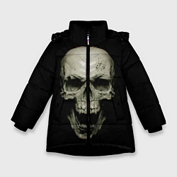 Куртка зимняя для девочки Череп вампира, цвет: 3D-черный