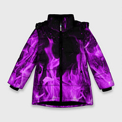 Куртка зимняя для девочки Фиолетовый огонь, цвет: 3D-черный