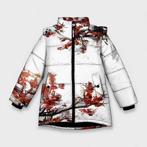 Зимняя куртка для девочки САКУРА / 3D-Черный – фото 1