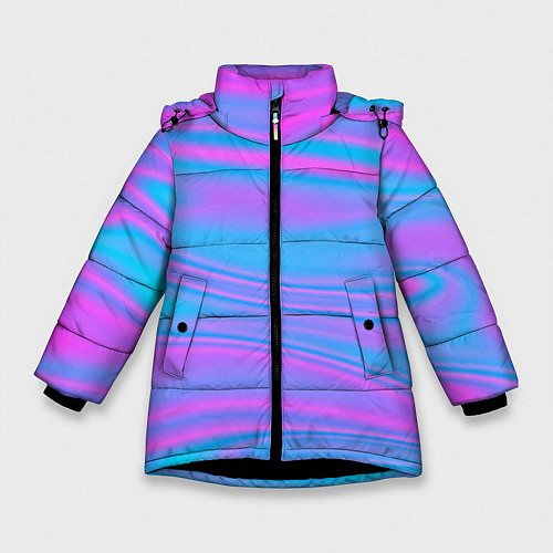Зимняя куртка для девочки Глянцевые линии / 3D-Черный – фото 1