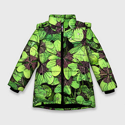 Куртка зимняя для девочки Лепестки, цвет: 3D-черный
