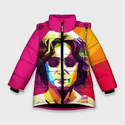 Куртка зимняя для девочки Джон Леннон: фан-арт, цвет: 3D-черный