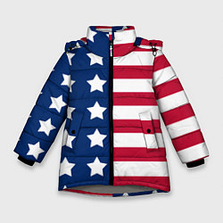 Куртка зимняя для девочки USA Flag, цвет: 3D-светло-серый