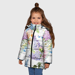 Куртка зимняя для девочки Сирень и Пионы, цвет: 3D-черный — фото 2