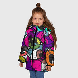Куртка зимняя для девочки Глаза, цвет: 3D-черный — фото 2