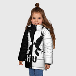 Куртка зимняя для девочки HU: Black & White, цвет: 3D-красный — фото 2
