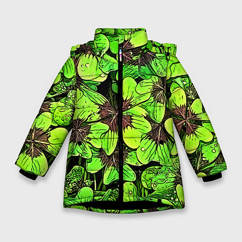 Зимняя куртка для девочки Clover pattern / 3D-Черный – фото 1