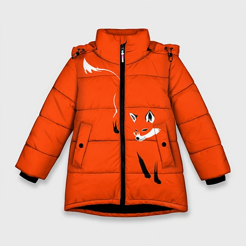 Зимняя куртка для девочки Лисица / 3D-Черный – фото 1
