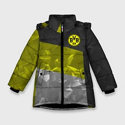 Куртка зимняя для девочки BVB FC: Dark polygons, цвет: 3D-черный