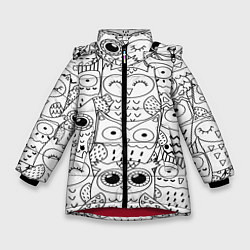 Куртка зимняя для девочки Совушки: узор, цвет: 3D-красный