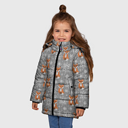 Куртка зимняя для девочки Зимние лисицы, цвет: 3D-светло-серый — фото 2