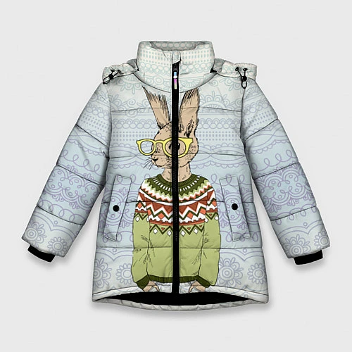Зимняя куртка для девочки Кролик хипстер / 3D-Черный – фото 1