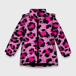 Куртка зимняя для девочки Розовый леопард, цвет: 3D-черный