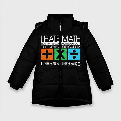 Зимняя куртка для девочки Ed Sheeran: I hate math / 3D-Черный – фото 1