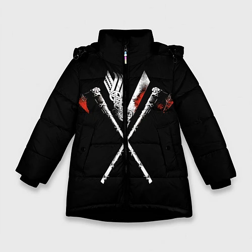 Зимняя куртка для девочки Викинги / 3D-Черный – фото 1