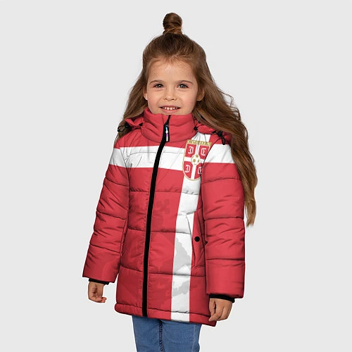 Зимняя куртка для девочки Сборная Сербии / 3D-Светло-серый – фото 3