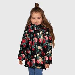 Куртка зимняя для девочки Кустовые розы, цвет: 3D-красный — фото 2