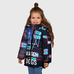 Куртка зимняя для девочки Watch Dogs, цвет: 3D-черный — фото 2