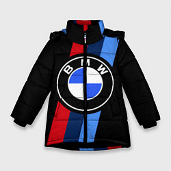 Куртка зимняя для девочки BMW 2021 M SPORT БМВ М СПОРТ, цвет: 3D-черный