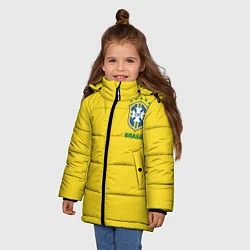 Куртка зимняя для девочки Сборная Бразилии, цвет: 3D-черный — фото 2