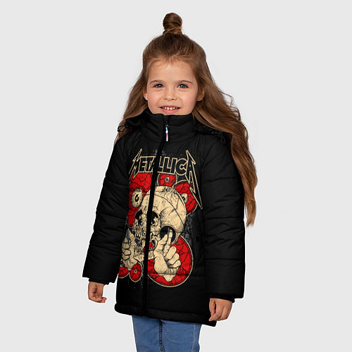 Зимняя куртка для девочки Metallica Skull / 3D-Красный – фото 3