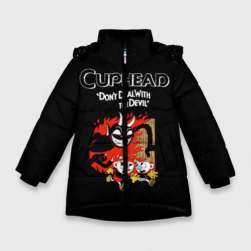 Зимняя куртка для девочки Cuphead: Hell Devil / 3D-Черный – фото 1
