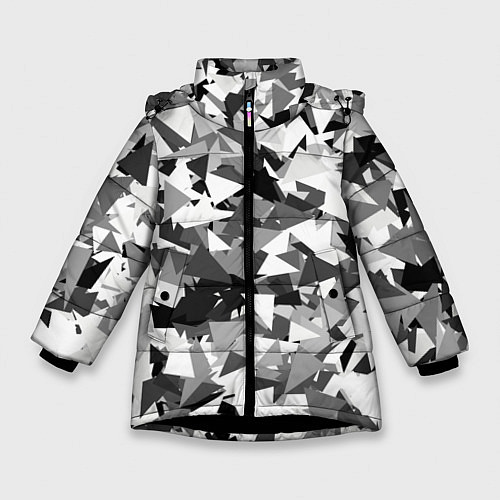 Зимняя куртка для девочки Городской серый камуфляж / 3D-Черный – фото 1