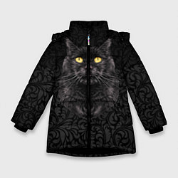 Зимняя куртка для девочки Чёрный котик
