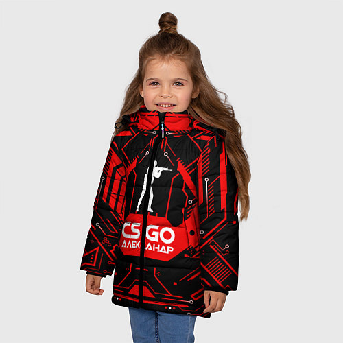 Зимняя куртка для девочки CS:GO - Александр / 3D-Светло-серый – фото 3