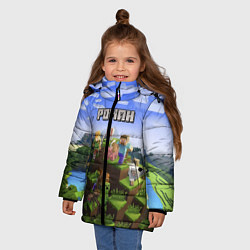 Куртка зимняя для девочки Майнкрафт: Роман, цвет: 3D-черный — фото 2