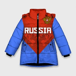 Куртка зимняя для девочки Russia Red & Blue, цвет: 3D-черный