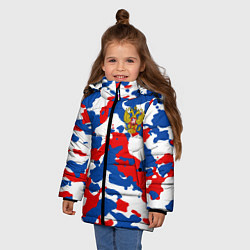 Куртка зимняя для девочки Герб РФ Милитари, цвет: 3D-светло-серый — фото 2