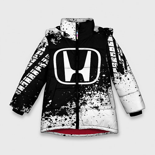 Зимняя куртка для девочки Honda: Black Spray / 3D-Красный – фото 1