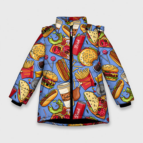 Зимняя куртка для девочки Fastfood Life / 3D-Черный – фото 1