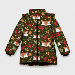 Куртка зимняя для девочки Осенние лисички, цвет: 3D-черный