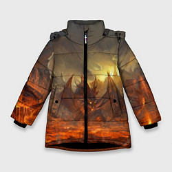 Куртка зимняя для девочки Linage II: Fire Dragon, цвет: 3D-черный