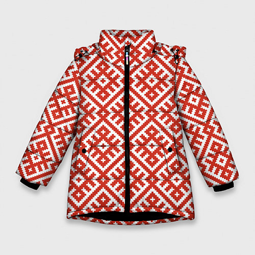 Зимняя куртка для девочки Обережная вышивка / 3D-Черный – фото 1