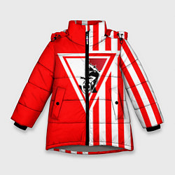 Куртка зимняя для девочки Красно-белый воин, цвет: 3D-светло-серый
